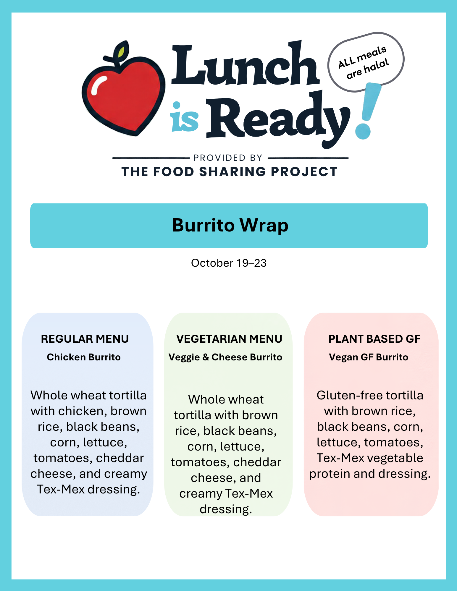 Burrito menu card